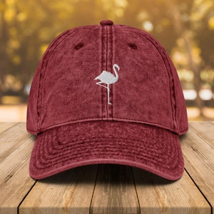 Flamingo Vintage Cotton Twill Cap • Flamingo Lover Dad Hat • Flamingo Embroidered Hat • Gift For Flamingo Lover