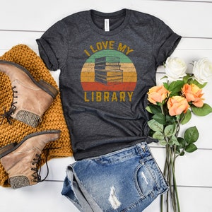 I love My Library T-Shirt, Librarian Shirt, Vintage Gift for Librarian, Bookworm Shirt, Gift Shirt for Book Lover image 3