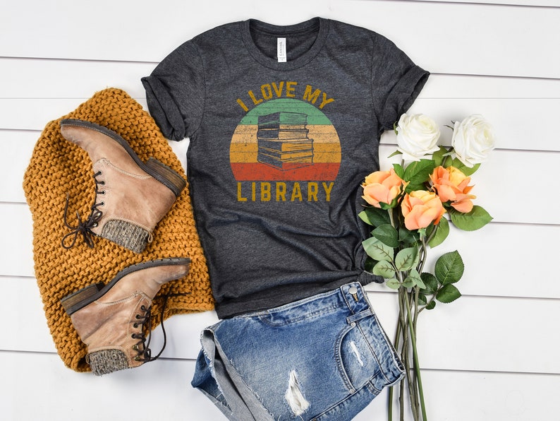 I love My Library T-Shirt, Librarian Shirt, Vintage Gift for Librarian, Bookworm Shirt, Gift Shirt for Book Lover image 3