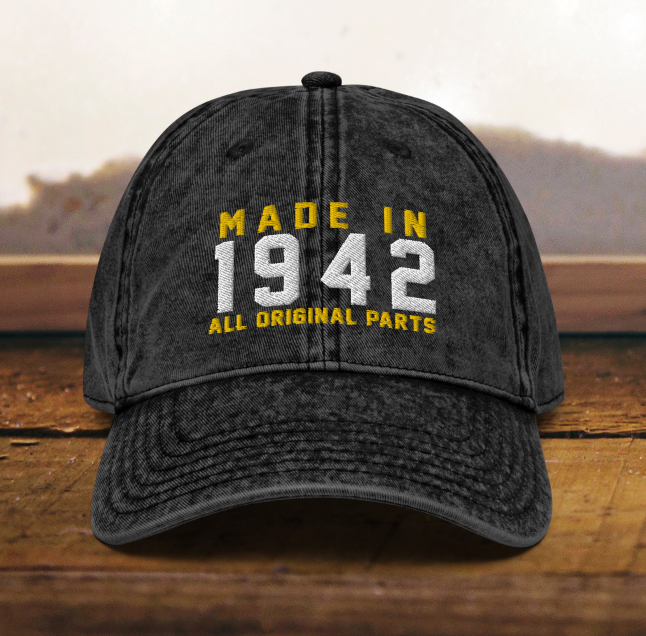 for Men 70th Birthday Gift for Women Grey Trim Hat Baseball Cap Black Vintage Birthday Present 