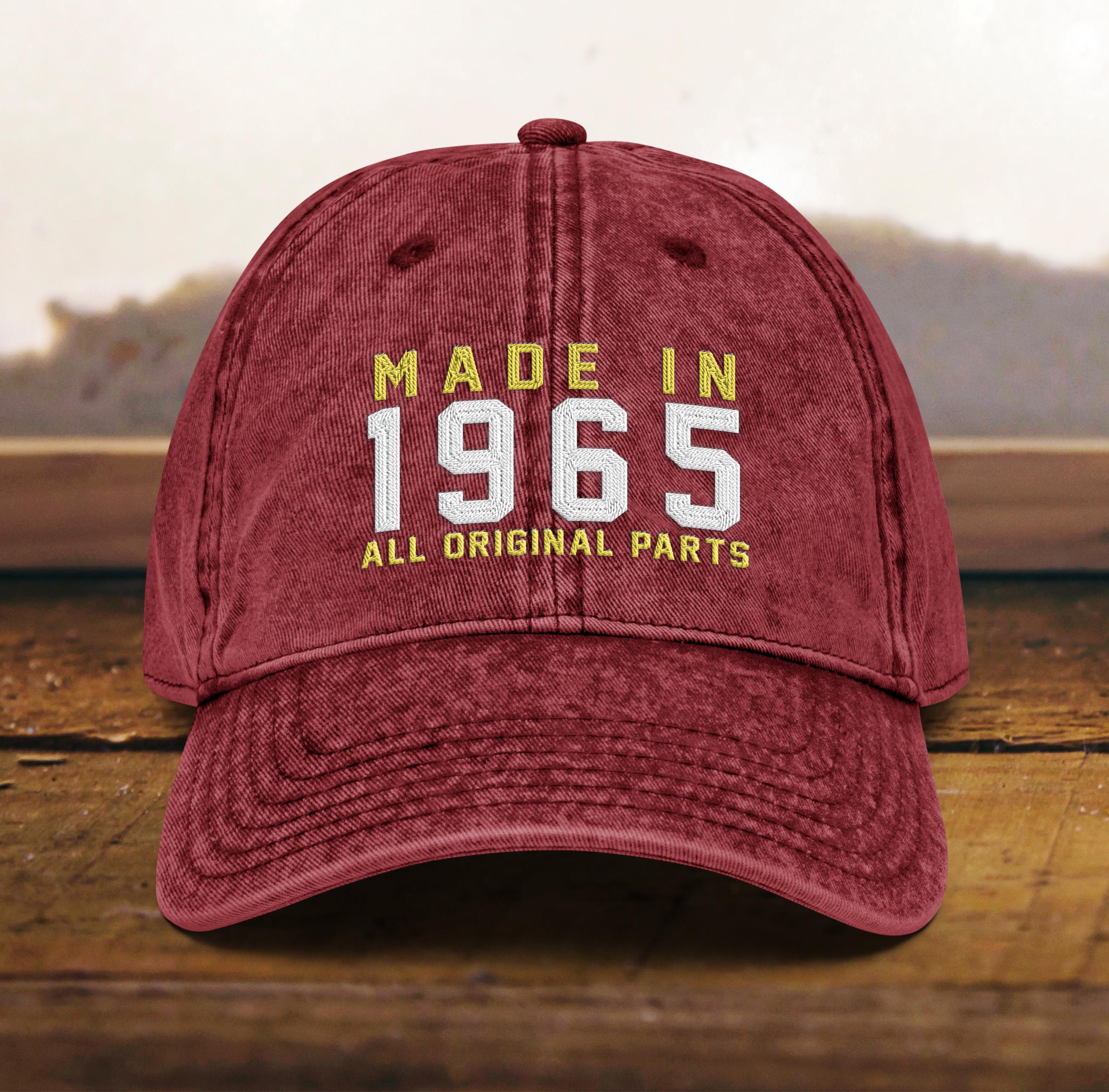 Vintage 1965 60th Birthday Baseball Cap - Embroidered Cotton Hat For Men & Women's 60th Celebration