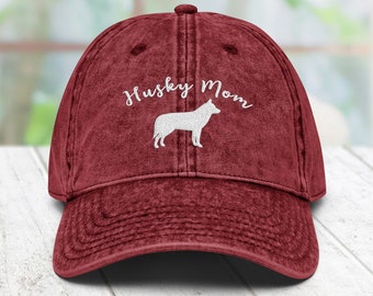 Siberian Husky Embroidered Cotton Twill Cap: Dog Lover Dad Hat
