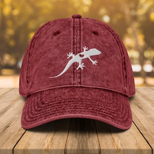 Lizard Vintage Cotton Twill Cap • Reptiles Lover Dad Hat • Lizard Embroidered Hat • Gift For reptiles Lover