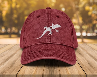 Lizard Embroidered Cotton Twill Cap - Reptile Lover Dad Hat