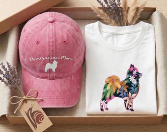 Pomeranian Embroidered Hat & T-shirt • Dog Lover Cotton Twill Cap • Pet Lover Shirt