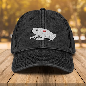 Frog Vintage Cotton Twill Cap • Frog Lover Dad Hat • Frog Embroidered Hat • Gift For Frog Lover