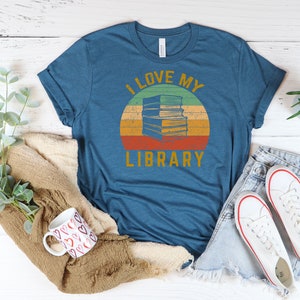 I love My Library T-Shirt, Librarian Shirt, Vintage Gift for Librarian, Bookworm Shirt, Gift Shirt for Book Lover image 5