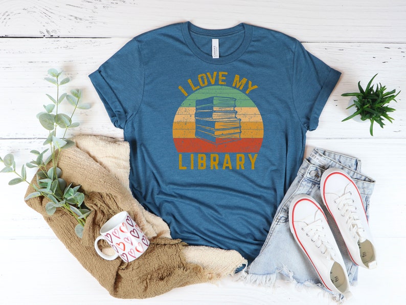 I love My Library T-Shirt, Librarian Shirt, Vintage Gift for Librarian, Bookworm Shirt, Gift Shirt for Book Lover image 5