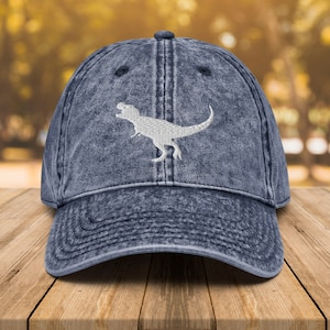 Dinosaur Vintage Cotton Twill Cap • T-Rex Lover Dad Hat • Dinosaur Embroidered Hat