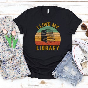 I love My Library T-Shirt, Librarian Shirt, Vintage Gift for Librarian, Bookworm Shirt, Gift Shirt for Book Lover image 2