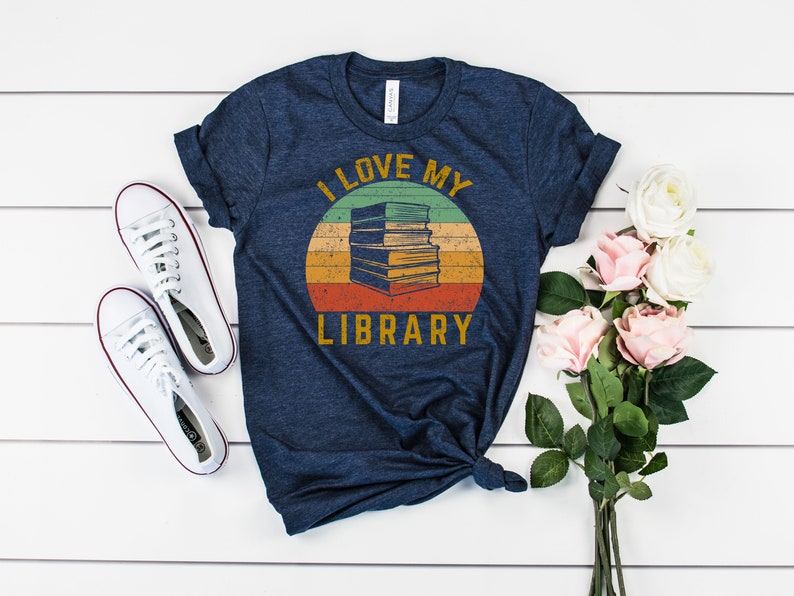 I love My Library T-Shirt, Librarian Shirt, Vintage Gift for Librarian, Bookworm Shirt, Gift Shirt for Book Lover image 4