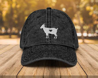 Goat Vintage Cotton Twill Cap • Goat Lover Dad Hat • Goat Embroidered Hat • Gift For Goat Lover