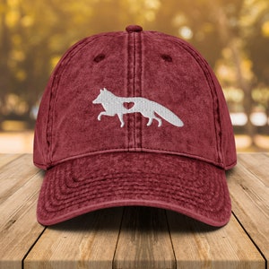 Fox Vintage Cotton Twill Cap • Fox Lover Dad Hat • Fox Embroidered Hat • Gift For Fox Lover