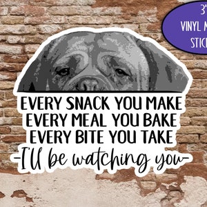 French Mastiff Sticker, Every Snack You Make Cute Dog Sticker, Journal Laptop, Gift for Friend, Dog Lover, Dog Mom Sticker, Mastiff Mom