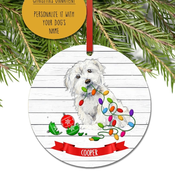 Maltese Ornament, Christmas Ornaments, Dog Ornaments, Personalized Holiday Gifts, Maltese Dog, Funny Christmas Ornament, Gift for Dog Lovers