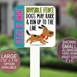Invisible Fence Sign, Beware of Dog Sign, Fence Decor, Lawn Sign, Yard Decor, Outdoor Sign, Metal Sign, Pet Yard Sign, Warning Signs