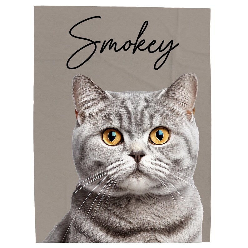 Custom Pet Blanket with YOUR Pet Photo + Name, Customized Cat Blanket, Personalized Cat Blanket, Cat Photo Blanket, Cat Loss Sympathy Gift image 5