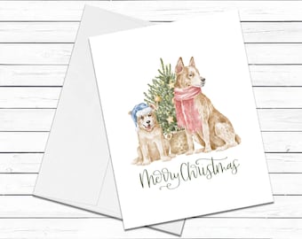 Australian Cattle Dog Merry Christmas, Dog Christmas Card, Holiday Card Set, Greeting Cards, Holiday Dog Card, Farmhouse Christmas Card Pack