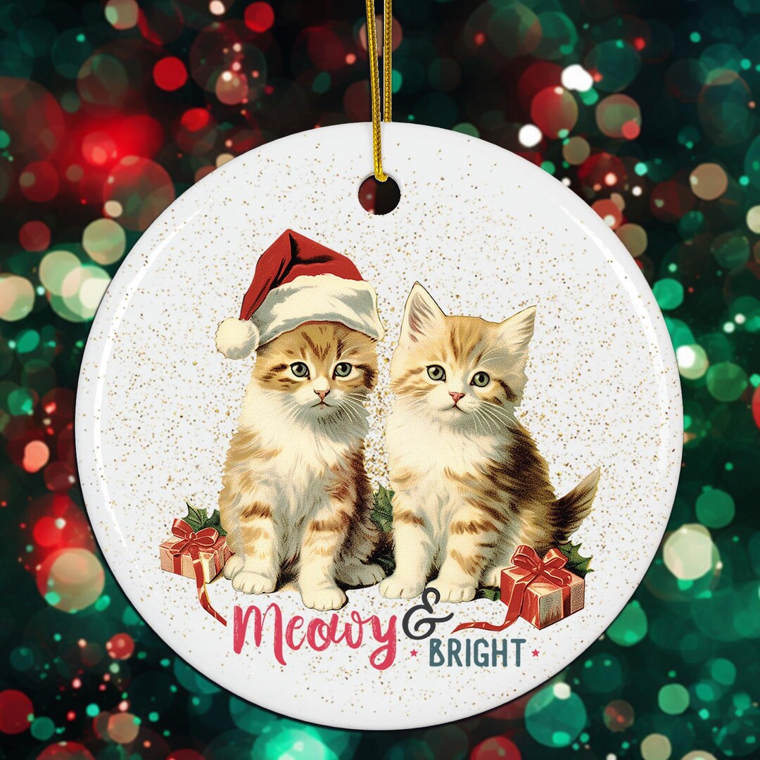 Meowy & Bright Cat Christmas Ornament, Funny Cat Mom Gift, Holiday ...