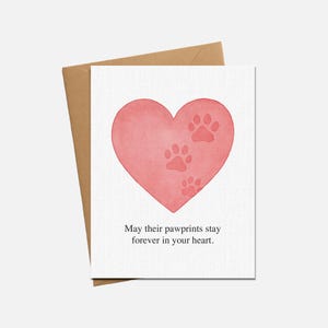 Pawprints on the Heart Dog Sympathy Card, Dog Loss Gift, Pet Condolence, Best Friend Keepsake, Paw Prints Pet Memorial, Dog Bereavement Note
