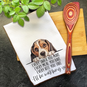 Beagle Dish Towel, Every Snack You Make Gift For Wife, Funny Dog Mom Kitchen Gift, Girlfriend Birthday, Dog Lovers Tea Towel, Friend Gift,