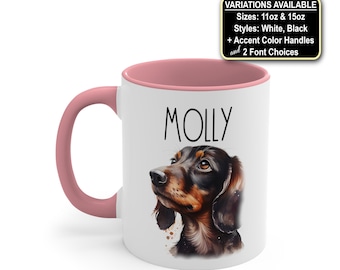 Personalized Dachshund Dog Mug, Dog Mom Coffee Mug, Dog Lover Mug, Pet Mug, Doxie Mom Gift, Dog Coffee Cup, Weiner Dog Gifts, Custom Dog Mug
