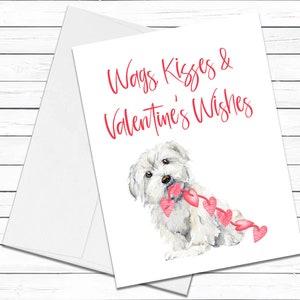 Havanese Card, Valentines Day Cards, Dog Valentines Day, Wags Kisses & Valentine&#39;s Wishes, Greeting Cards, Blank Cards With Envelopes