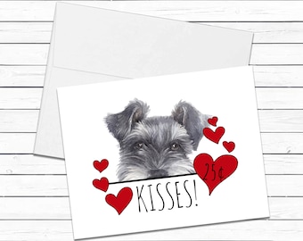 Schnauzer Valentines Day Cards, Miniature Schnauzer Valentine Cards, Mothers Day Card, Dog Birthday Card, Blank Dog Greeting Card & Envelope