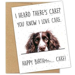 Funny Springer Spaniel Birthday Card, Dog Lover Happy Birthday, Cute Dog Cake Card, Springer Spaniel Gift, Dog Themed Birthday Greeting