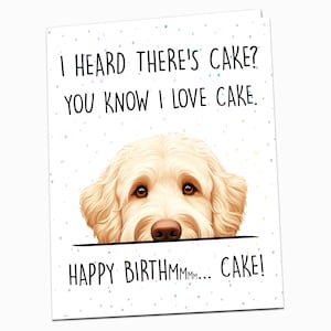 I Heard There&#39;s Cake Labradoodle Happy Birthday Card From Dog, Doodle Dog Dad Funny Birthday Card For Him, Labrador Poodle Dog Mom Gift Card