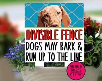 Vizsla Dog Invisible Fence Sign, Outdoor Sign, Porch Sign, Metal Sign, Warning Sign, Dog Signs for Home, Small Yard Sign, Dog Fence Sign