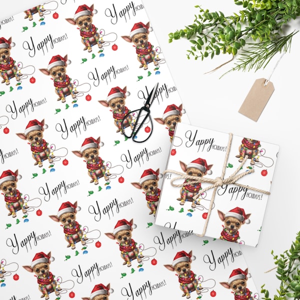 Chihuahua Dog Christmas Gift Wrapping Paper Roll, Dog Owner Gift, Dog Mom Wrapping Paper, Veterinarian Gift Paper, Dog Groomer Dog Lover