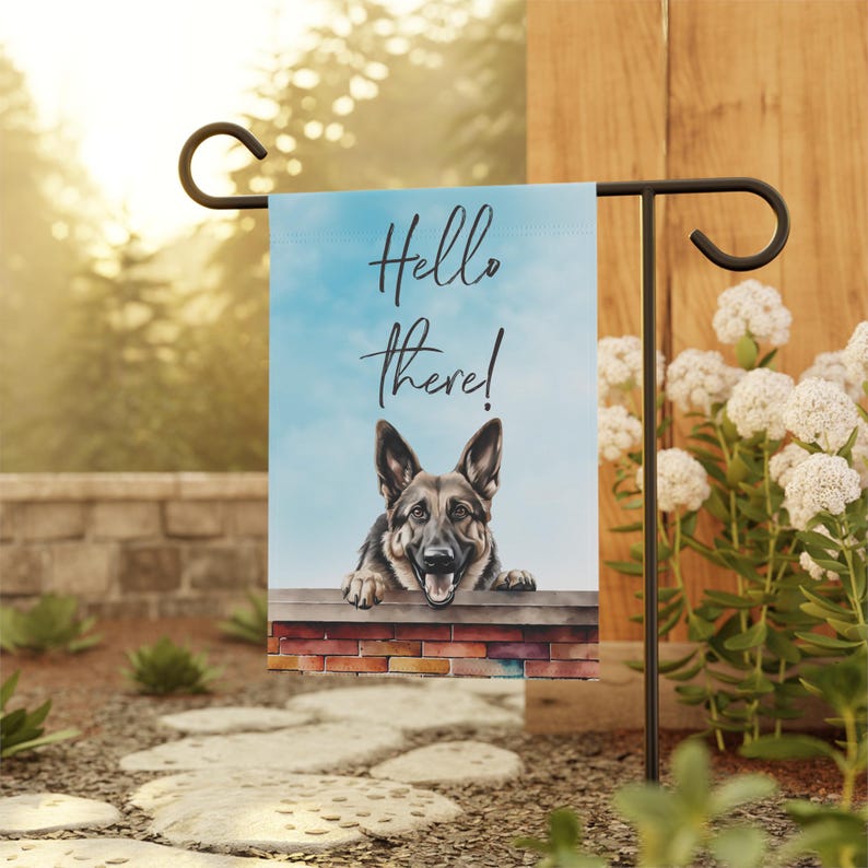 a picture of a german shepard on a card