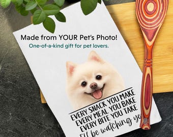 Personalized Dog Towel, Custom Photo Pet Gifts - Every Snack You Make, Customized Kitchen Towel, Choose Your Breed, Hand Printed Dish Towel