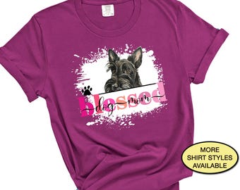 Scottish Terrier Blessed Dog Mom T-shirt, Funny Peeking Dog Owner Shirt, Fur Mama Dog Lover Mothers Day Gift, Paw Print Rescue Mom, Vet Tech