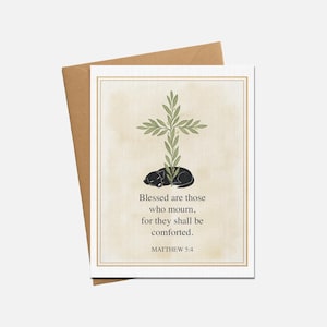 Christian Pet Sympathy Card, Matthew 5:4 Scripture, Dog Loss Gift, Pet Condolence Bereavement Card, Olive Cross Faith-Based Pet Memorial
