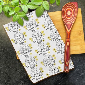 French Poodle La Vie Est Belle Tea Towel, Bathroom Hand Towel, Cute Dish Towel, Poodle Dog Towel, All Over Print Towel, Gift for Dog Mom