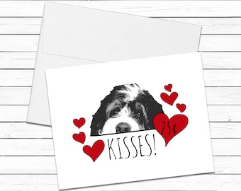 Bernedoodle Dog Valentines Day Cards, Valentine Cards, Bernedoodle Mom, Mothers Day Card, Dog Birthday Card, Dog Greeting Card, Blank Card