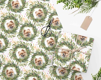Pomeranian Print Christmas Gift Wrapping Paper Roll, Dog Owner Gift, Dog Mom Wrapping Paper, Veterinarian Gift Paper, Dog Groomer Pom Dog