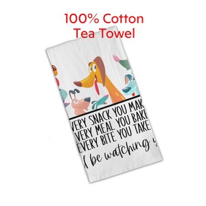 a towel with a cartoon dog on it