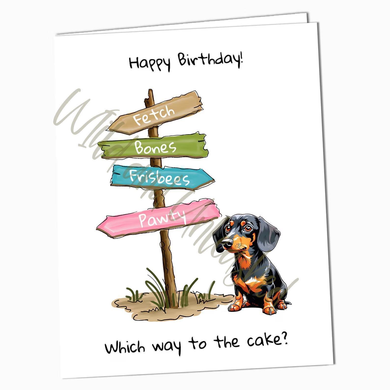 Dachshund Happy Birthday Card, Weiner Dog Dad Funny Birthday Card for ...