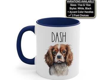 Personalized King Charles Cavalier Dog Mug, Dog Mom Coffee Mug, Dog Lover, Pup Pet Mug Coffee Cup Gift, Custom Dog Mug, Fur Mama Birthday