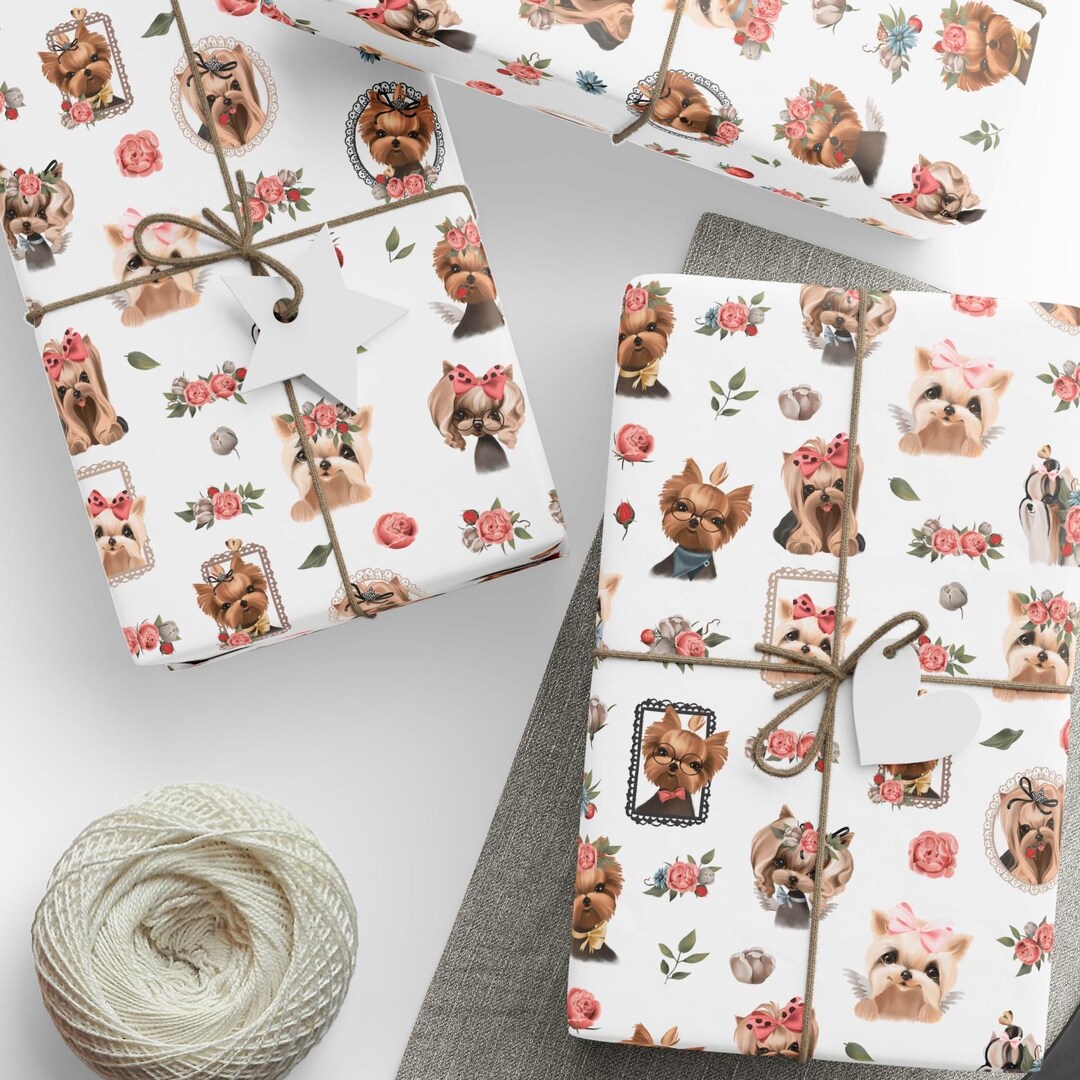 Yorkie Wrapping Paper Yorkie Gift Wrapping Paper Roll, Dog Owner Gift Wrap, Dog Mom Wrapping ...