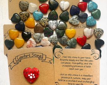 Paw Print Heart Comfort Stone Sympathy Gift, Self Help Palm Stone, Pet Loss Memorial Condolence Gift Thinking of You Pocket Hug Worry Stone