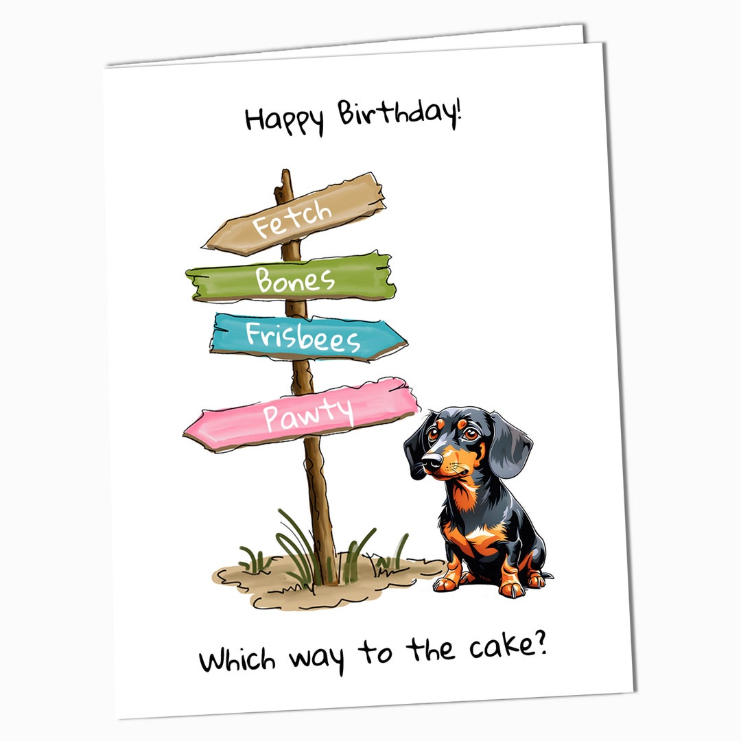 Dachshund Happy Birthday Card, Weiner Dog Dad Funny Birthday Card for ...