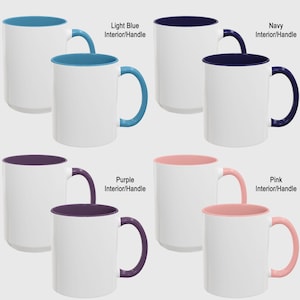 a set of four different colored coffee mugs