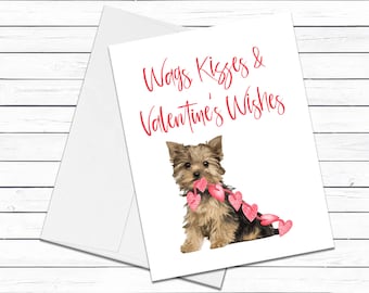 Yorkie Valentines Day Cards, Dog Valentines Day, Wags Kisses & Valentine&#39;s Wishes, Greeting Cards, Blank Cards Envelopes, Yorkshire Terrier