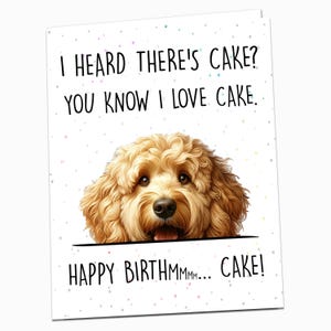 I Heard There's Cake Golden Doodle Happy Birthday Card From Dog, Goldendoodle Dog Dad Funny Birthday Card For Him, Golden Mama Gift Card