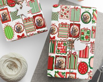 Custom Pet Photo Christmas Wrap, Personalized Wrapping Paper For Dog Moms And Cat Lovers, Festive Pet Owner Present