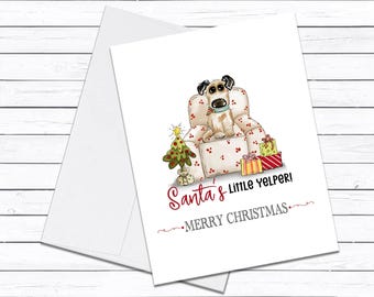 Santa's Little Yelper Dog Greeting Card, Dog Christmas Card Set, Holiday Card Set, Funny Christmas Card, Dog Lover Gift, Merry Christmas